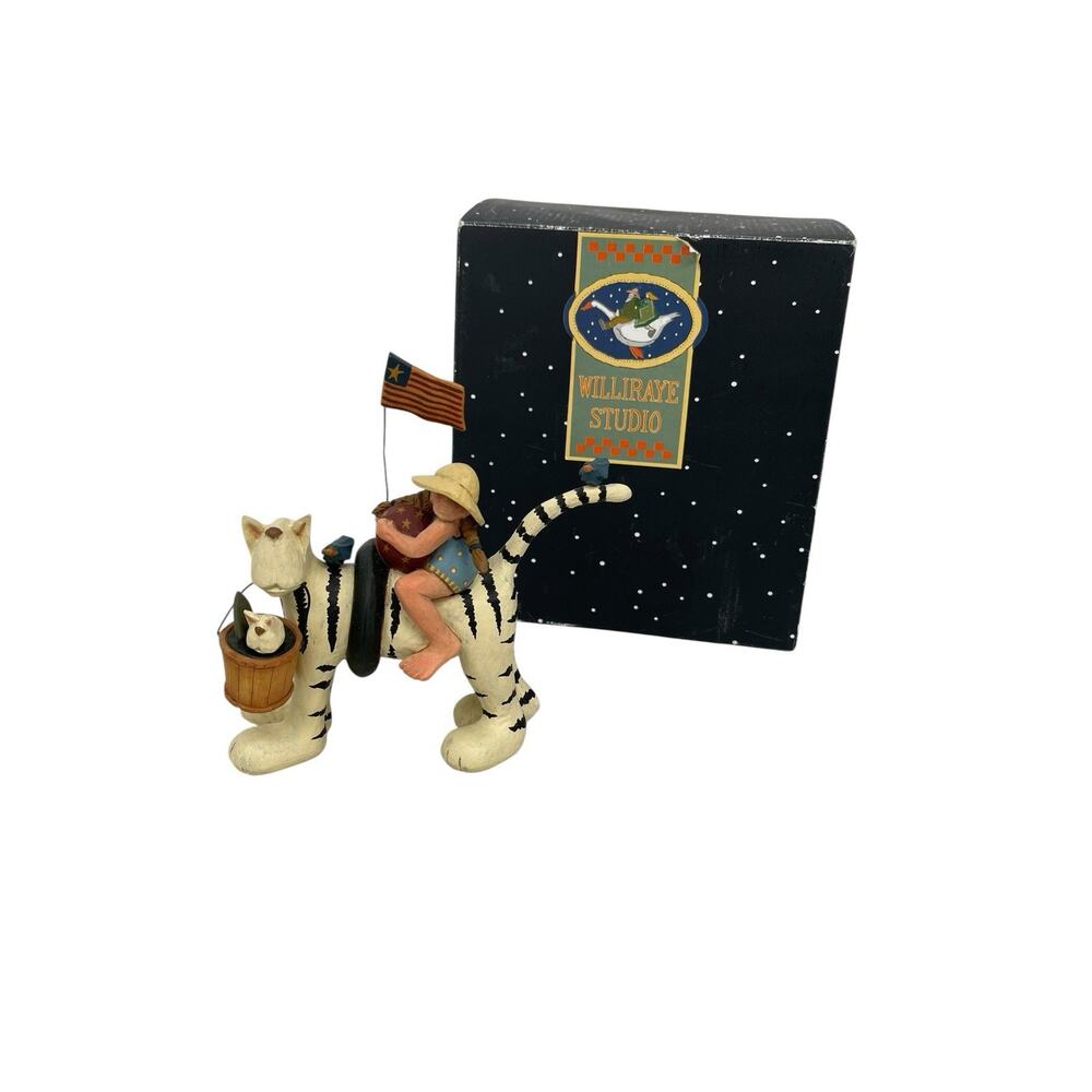 Williraye Studios Beach Buddies WW1337 Lady On Cat With Flag With Box